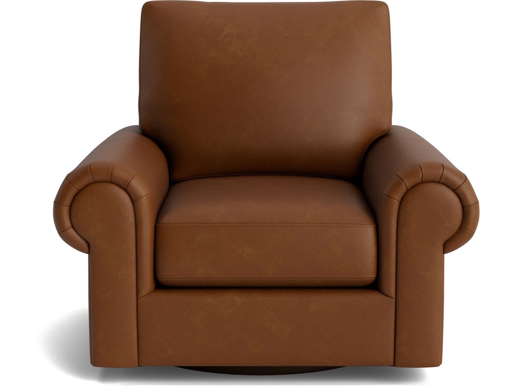 Premier Custom Leather Large Panel Arm Swivel Chair