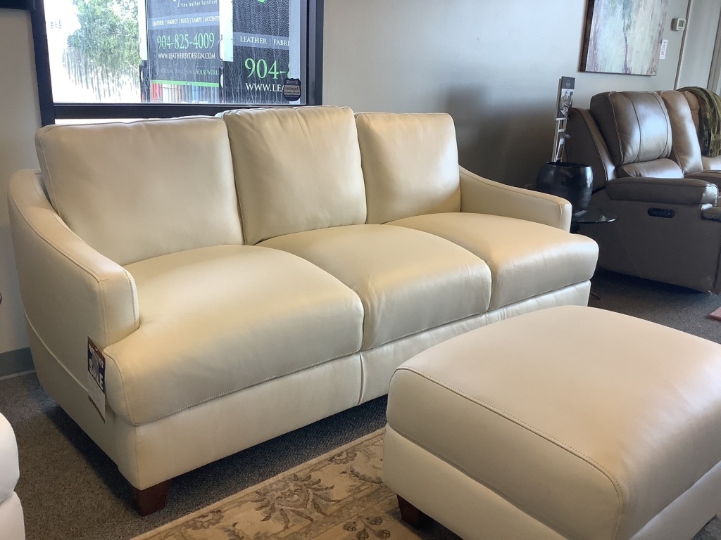 Bassett Leland Sofa w/ removable cushions ALL LEATHER Ice